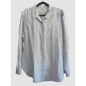 L.L. Bean Women’s Light Blue 100% Linen Long Sleeve Button-Up Shirt Size XL